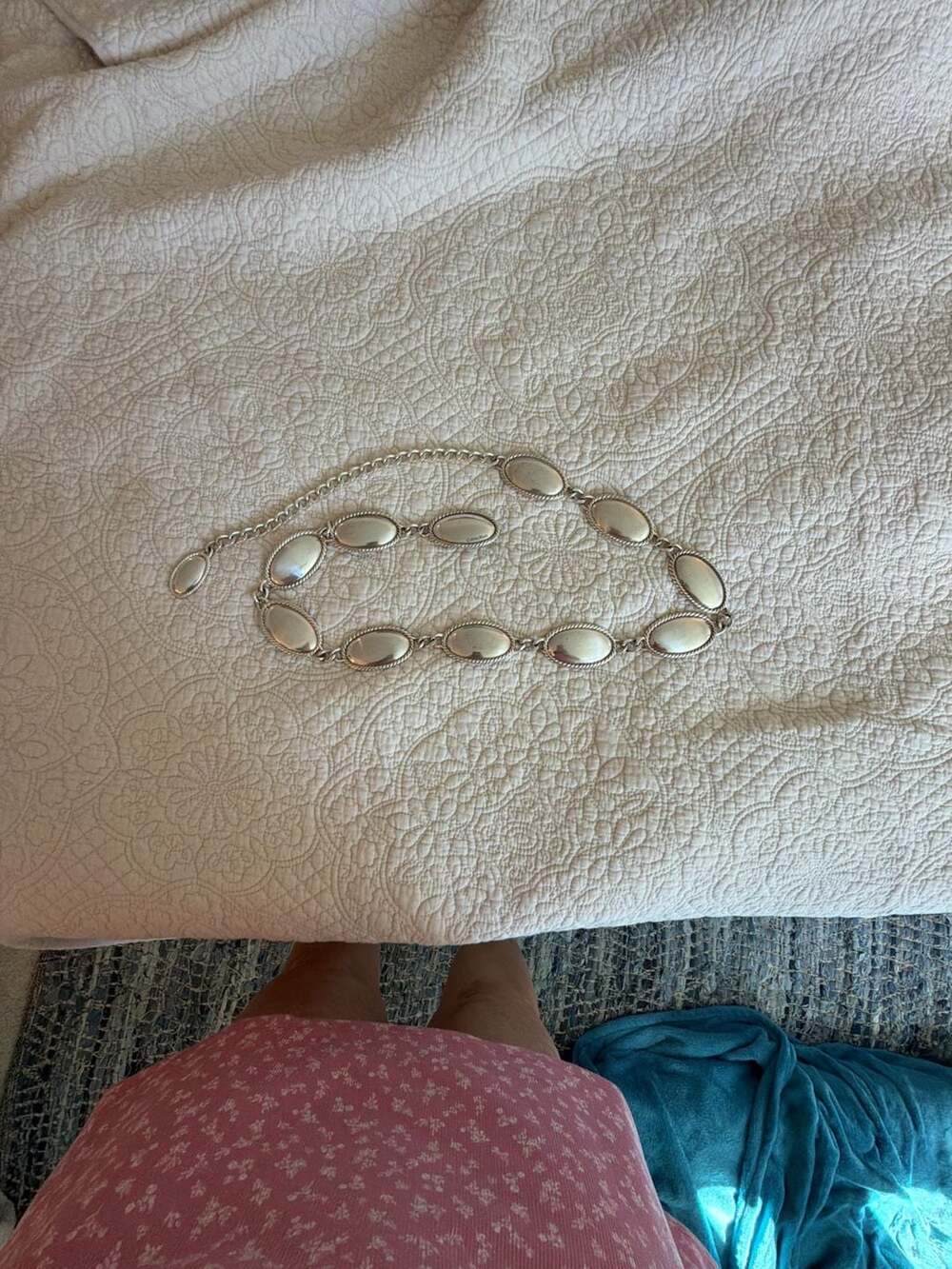 Calvin Klein Silver Metal Oval Link Waist Chain Belt